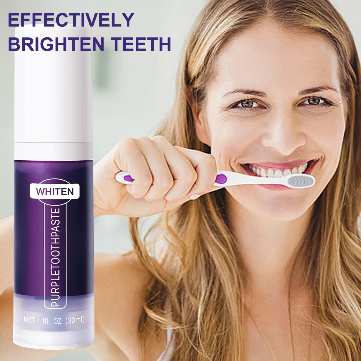New Packaging Purple Toothpaste Tooth Paste Teeth Whiten V34 Color Corrector OEM Custom purple toothpaste