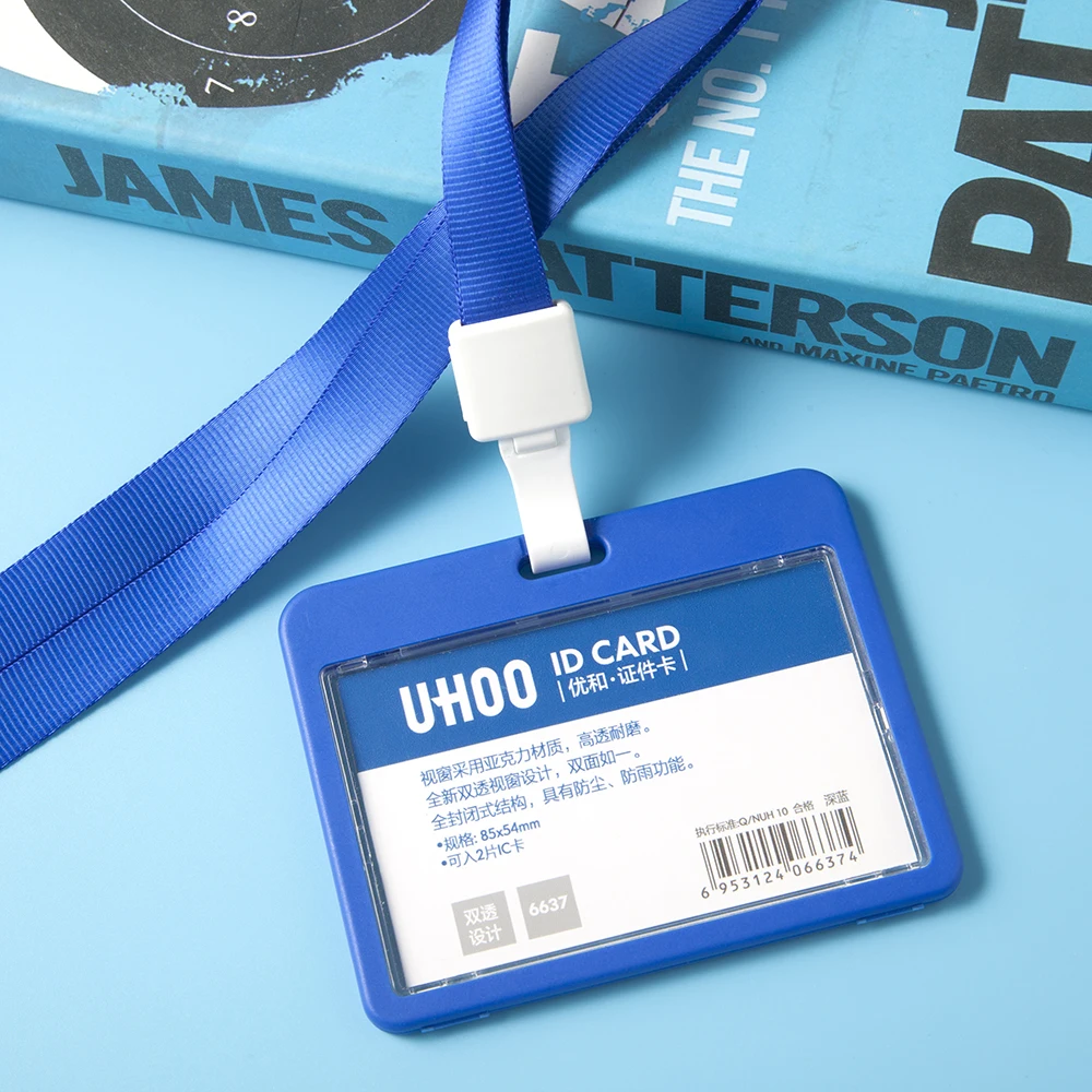 Custom Gift Dual-Sided Transparent Acrylic Badge Card Holder with Lanyard Work & Credit Card Use Custom Logo Aluminium Material