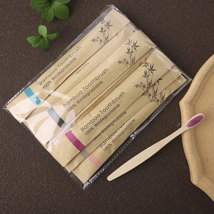 10 pcs BPA Free Adult Tooth Brush Set Natural Eco Biodegradable Soft Charcoal Nylon Bamboo Toothbrush with Paper Packaging