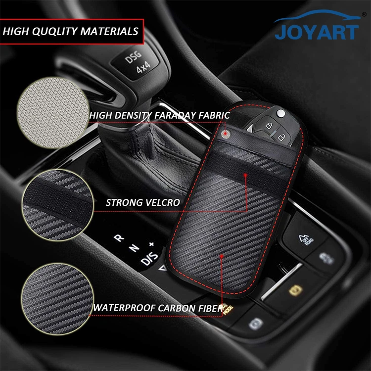 Signal blocking Car Key Case with key hook leather Signal Blocking Case car theft Pouch Faraday Bag