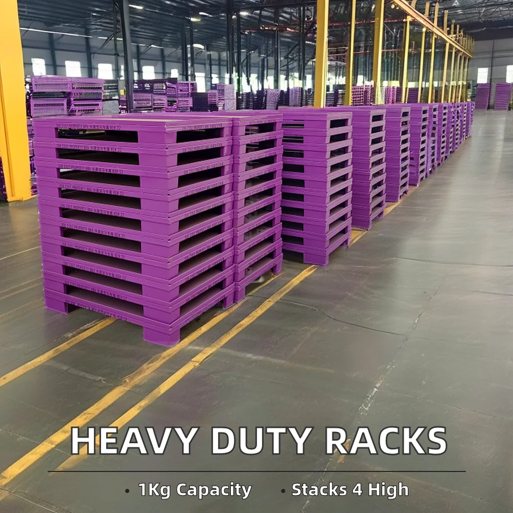 Custom Heavy-Duty Square Tube Steel Storage Racks Nestable Pallet Stackable with Corrosion Protection Square Post