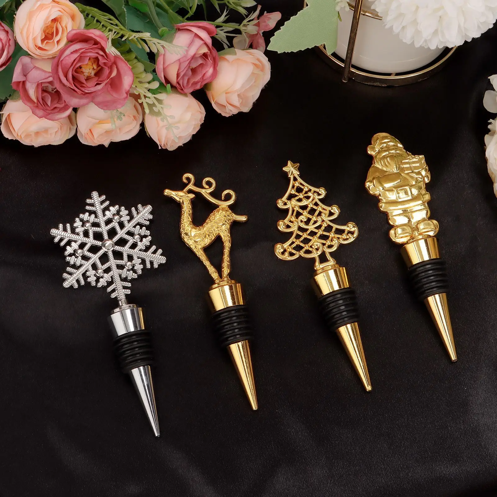 Alloy Wine Stopper Christmas Gifts Snowflake Shape Champagne Bottle Stopper Party Carnival Favors for Friends Bar Accessories