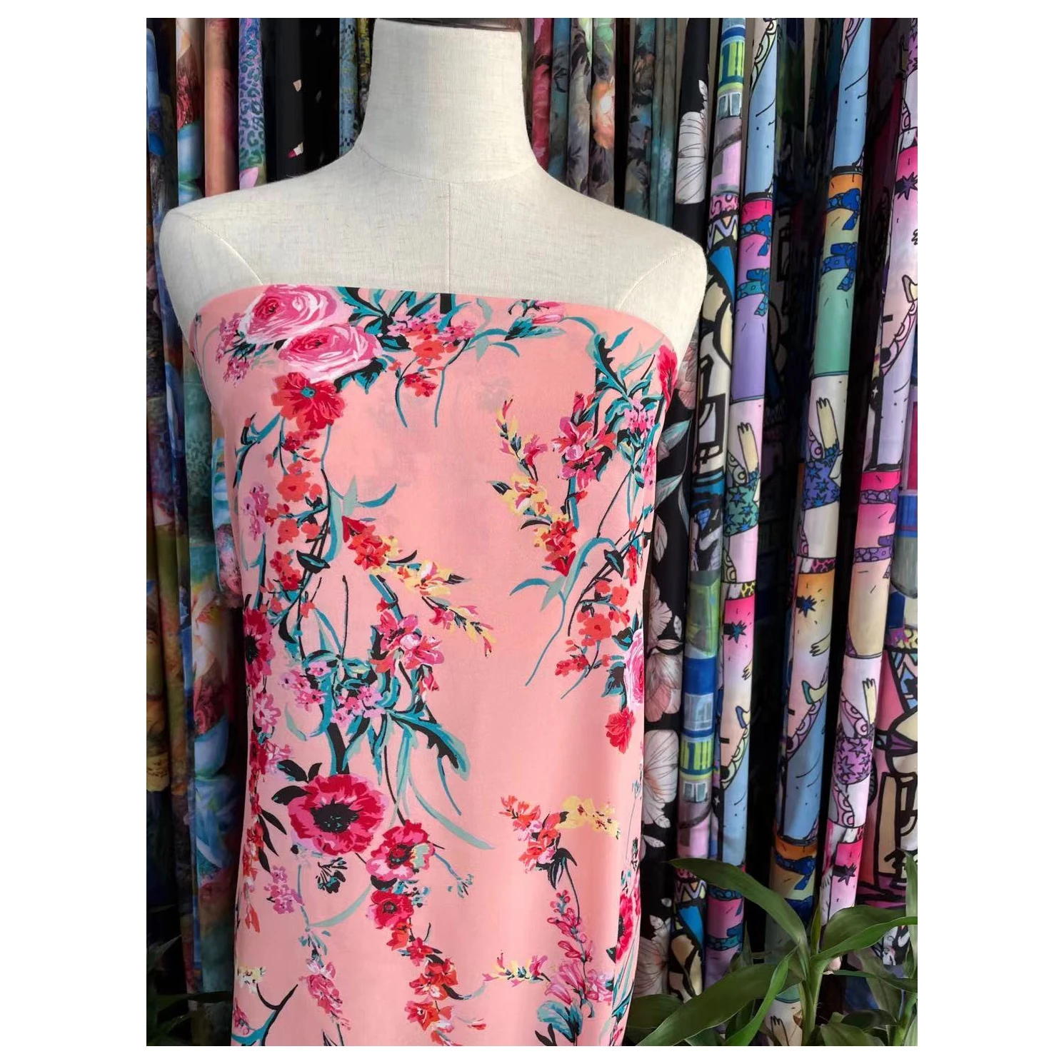 HOT SUMMER DRESS FLORAL DESIGN POLYESTER DIGITAL PRINTED FABRIC CHIFFON DOBBY GGT