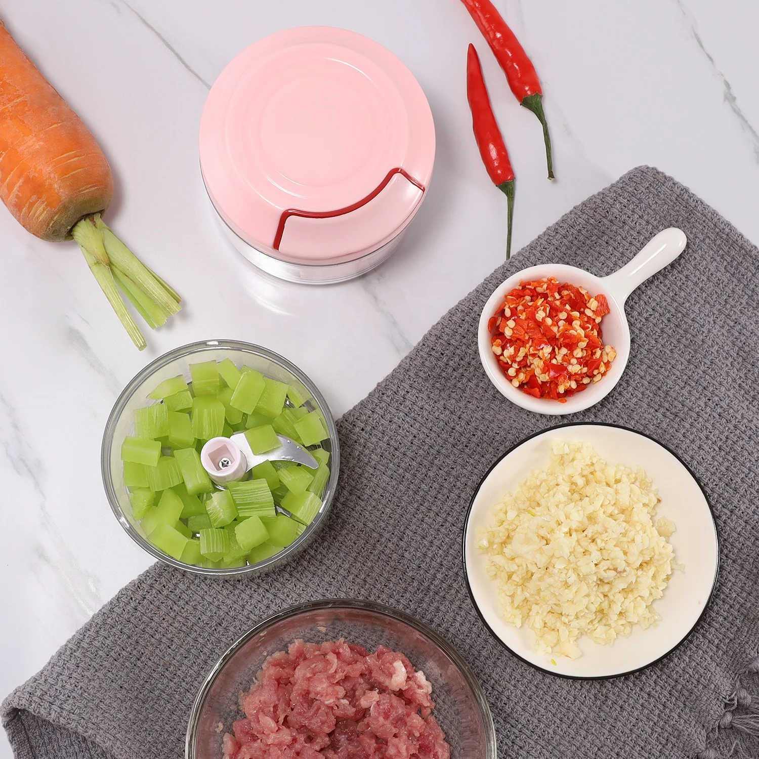 Amazon Hot sale vegetable slicer MiNi manual garlic masher Hand powered meat chopper vegetable cutter for Kitchen Gadgets