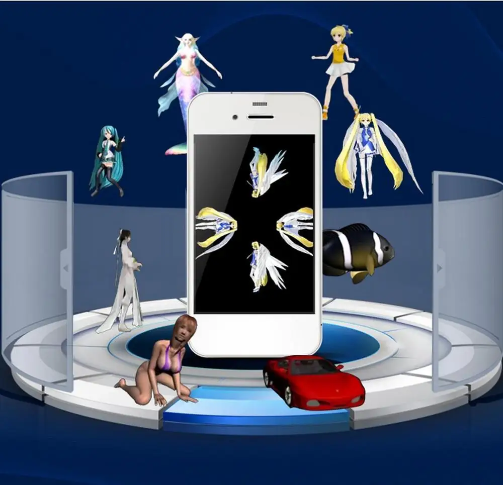 Mini holographic projector 3d hologram projector pyramid for mobile phone cheap promotional gift