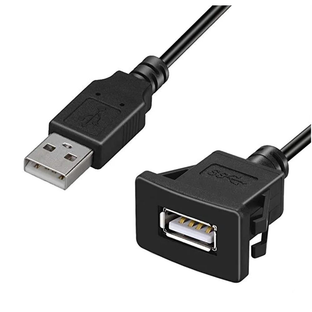 1meter USB single port Square 2.0 male to female  data cable USB Car Front Panel  Mount cable