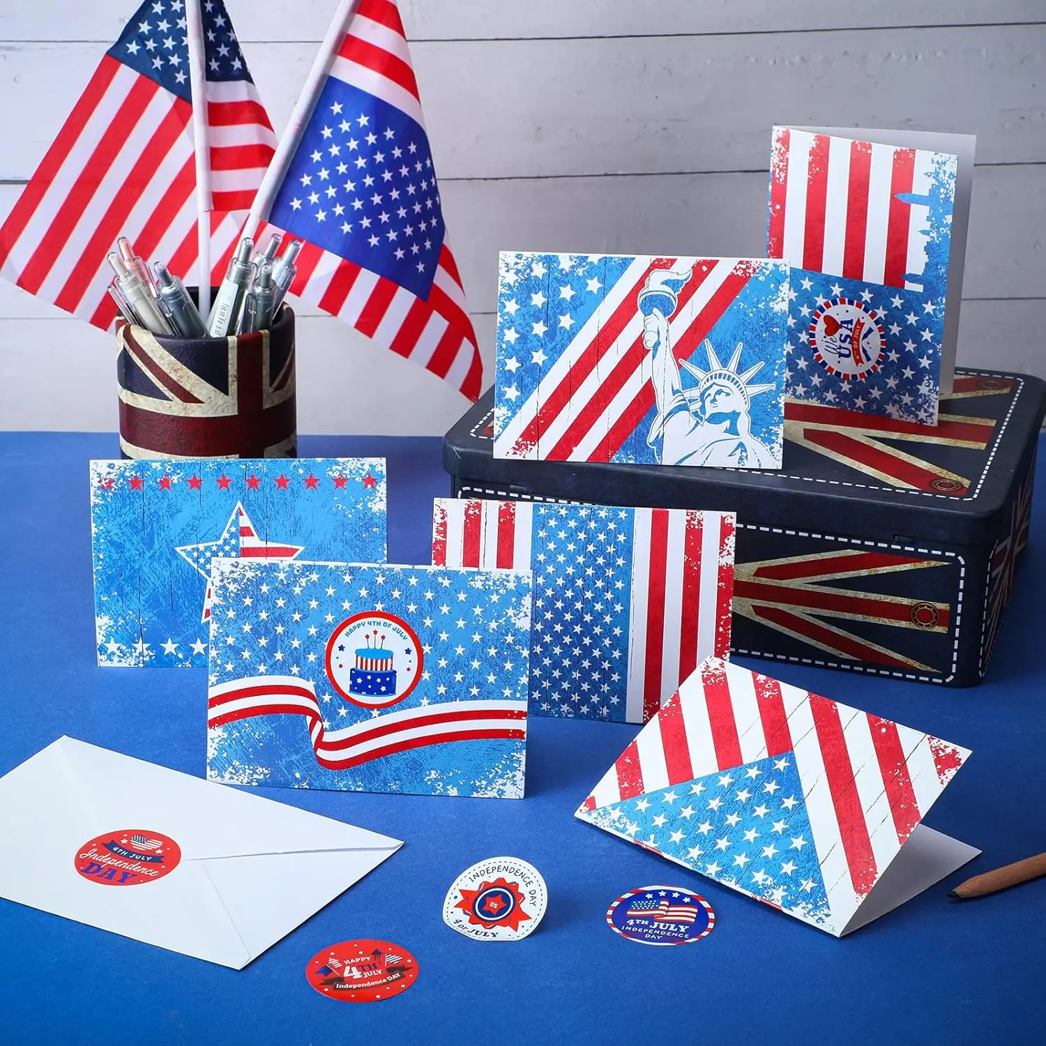 Thanks Postcard American Flag Patriotic Thanks Cards for Military Veteran Memorial Day Patriotic Greeting Cards with Envelopes