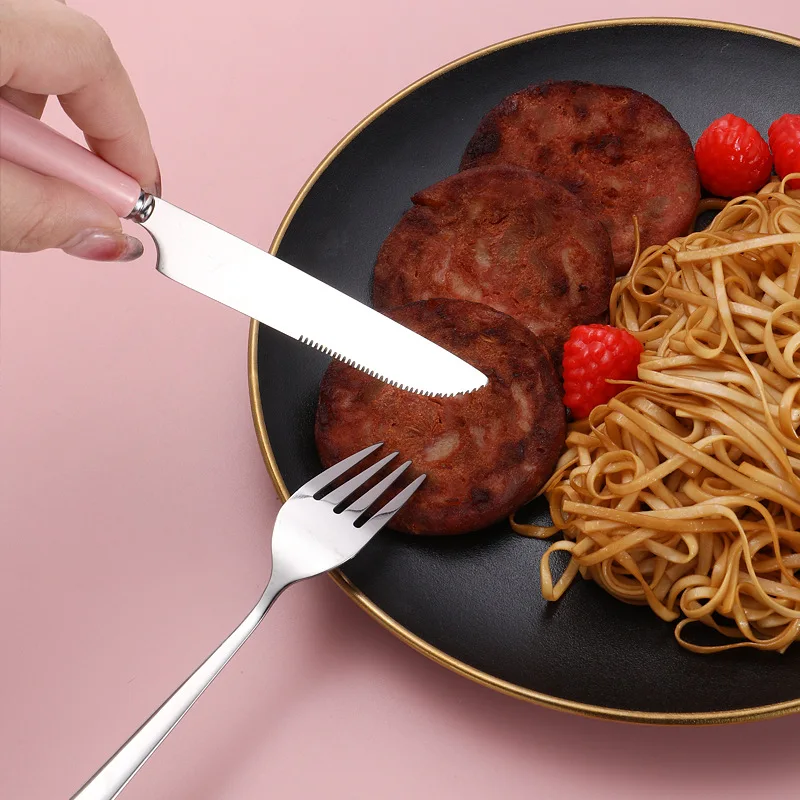 Stainless steel short round spoon Creative tableware 18-piece cutlery  fork  spoon and cutlery set