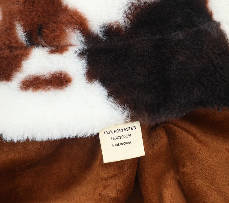 High Quality Cow Print Faux Fur Throw Blanket Super Soft Cozy Warm Plush Fleeced Comfortable Winter Christmas Home Decor Custom
