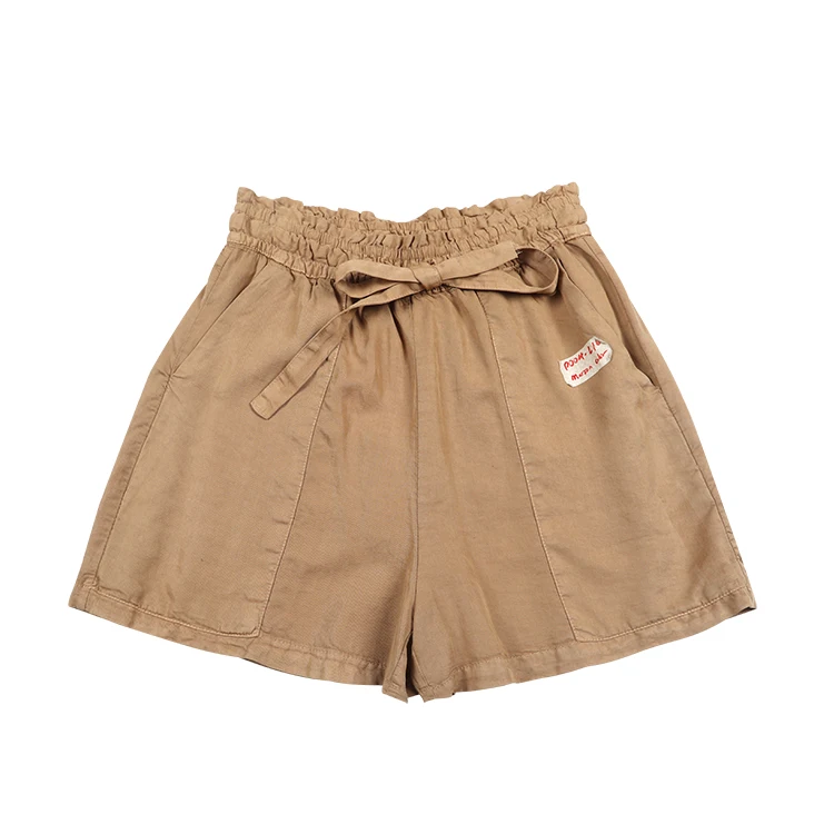 
Custom street wear casual women summer highwaisted drawstring two pockets shorts vintage 