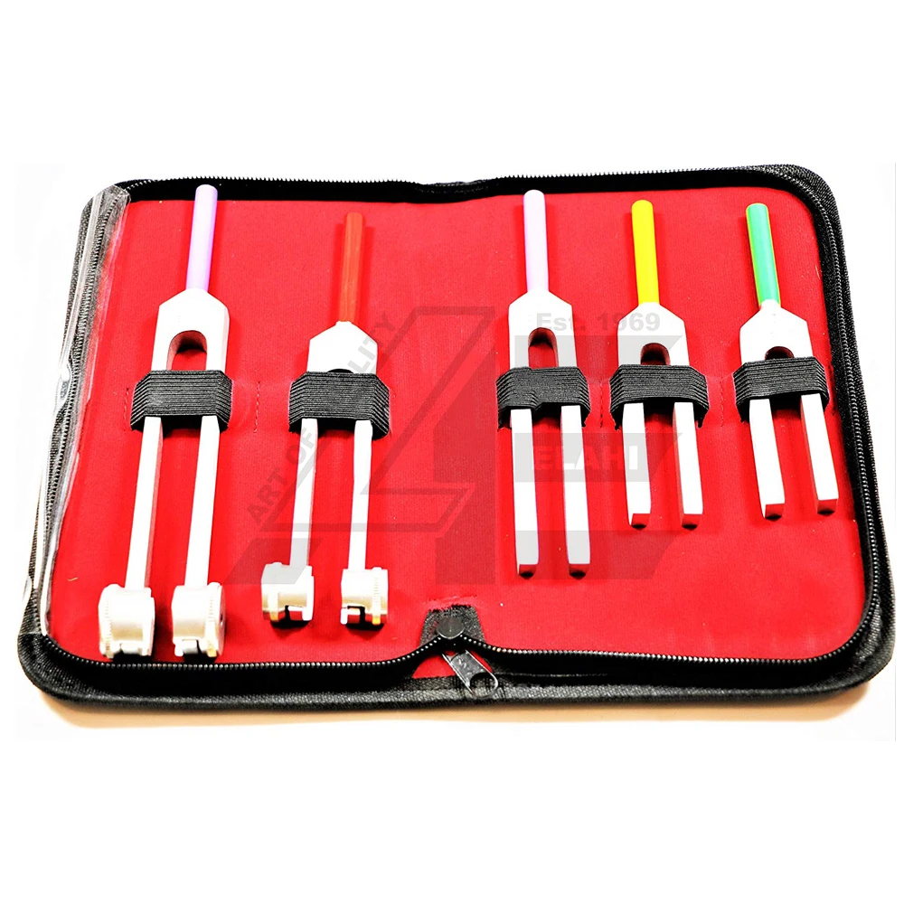 2024 Premium NEUROLOGICAL Tuning Fork Set of 5PCS C2048 + C1024 + C512 + C256 + C128 DIAGANOSTICS Instruments with Leather Case