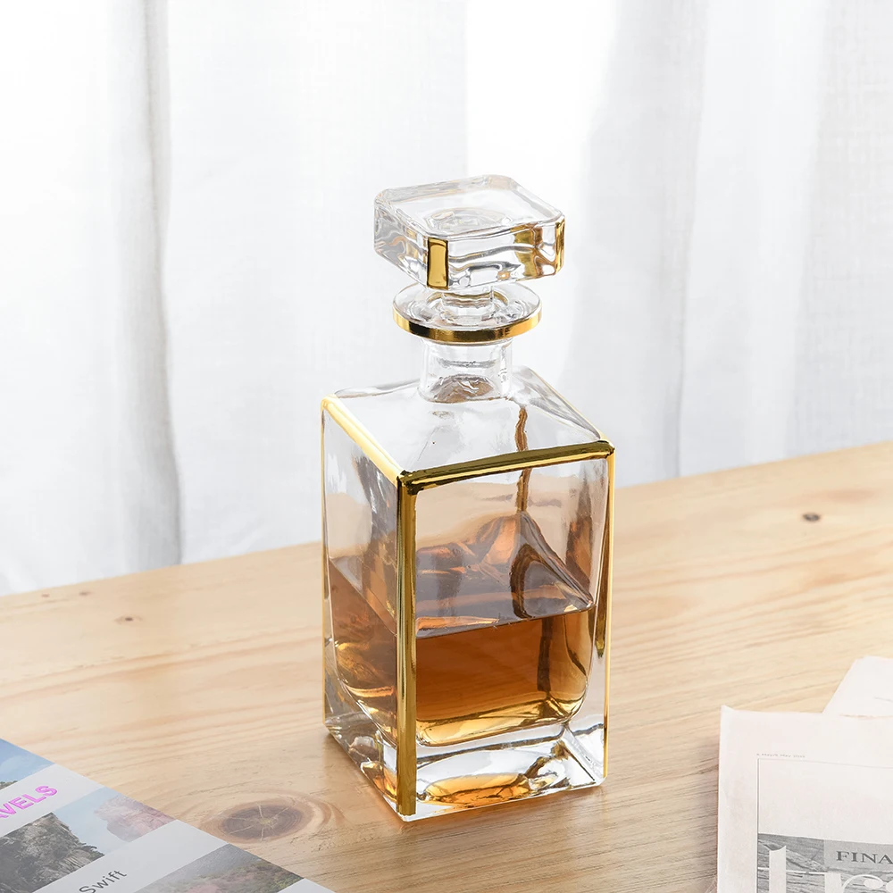 High End Creative Decanter Crystal Glass Wine Cup Set Plating gold Accept Logo Custom