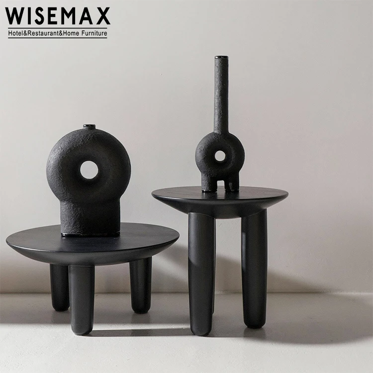 WISEMAX FURNITURE Manufacturer solid wood tea table set round coffee table sofa side tables with three legs