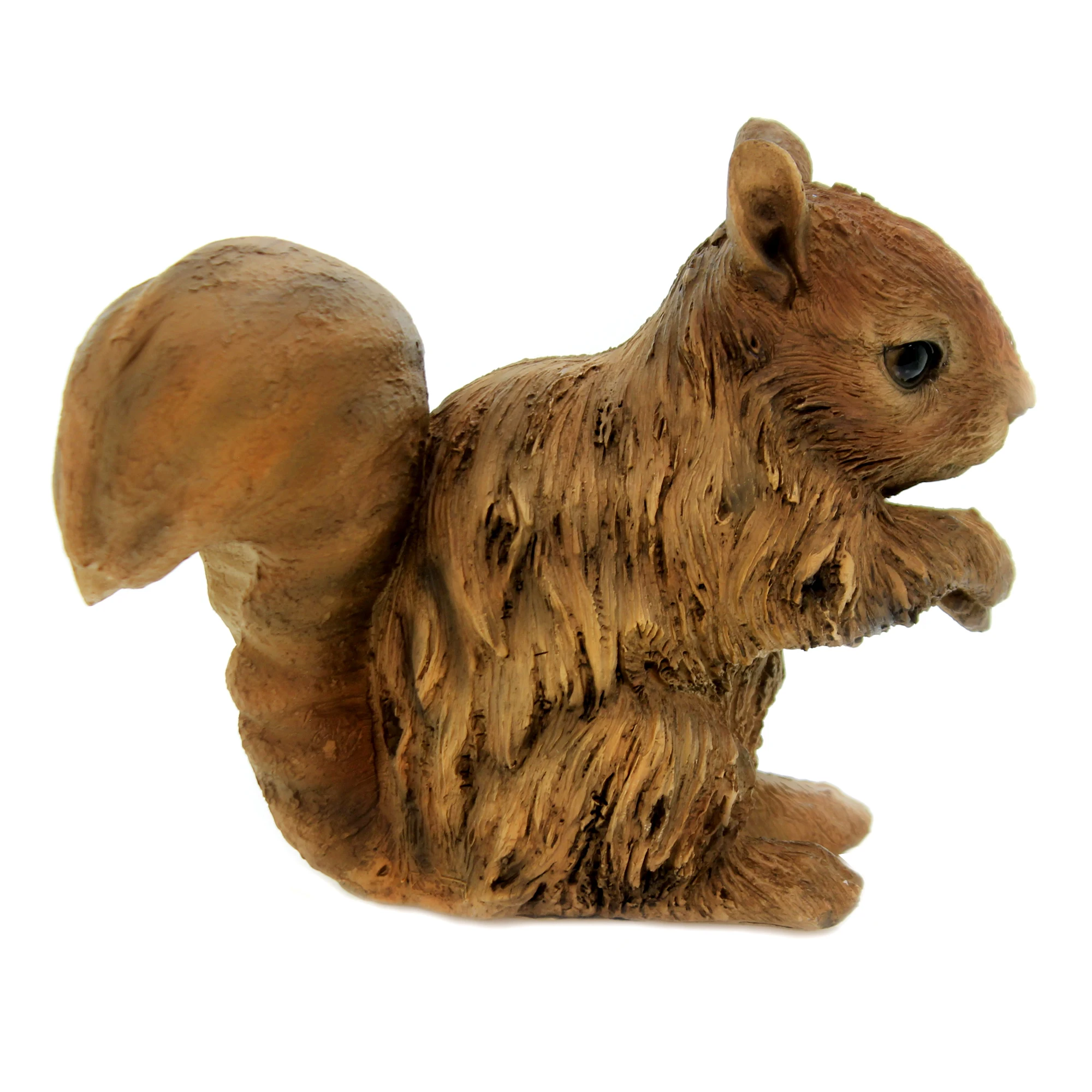 Realist Driftwood Look Squirrel Resin Figurine Statue for Outdoor Decoration