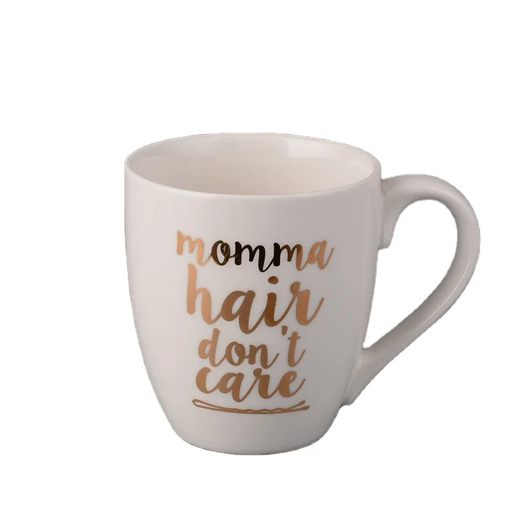 High quality 12 oz Curved Java Custom Personalized Coffee Ceramic Mugs with stamping logo