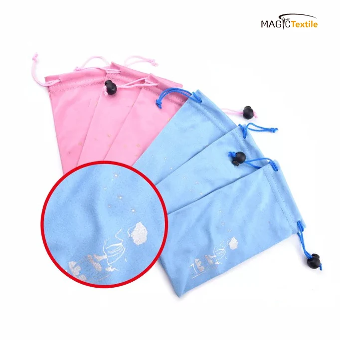 Heat transfer printed microfiber glasses sunglasses bag pouch custom logo for packing