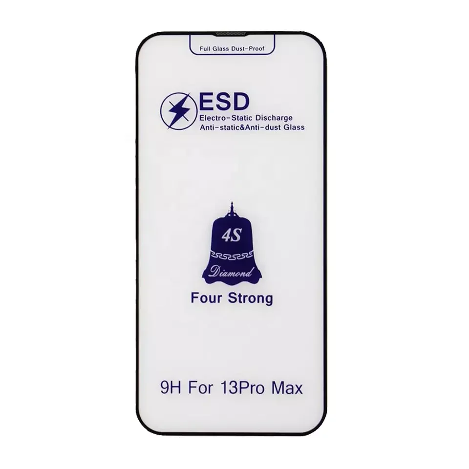 Supper Strong 2.5D ESD Tempered Glass 4 Strong Screen Protector Anti Static Anti Dust Glass for iPhone 14 pro max 13