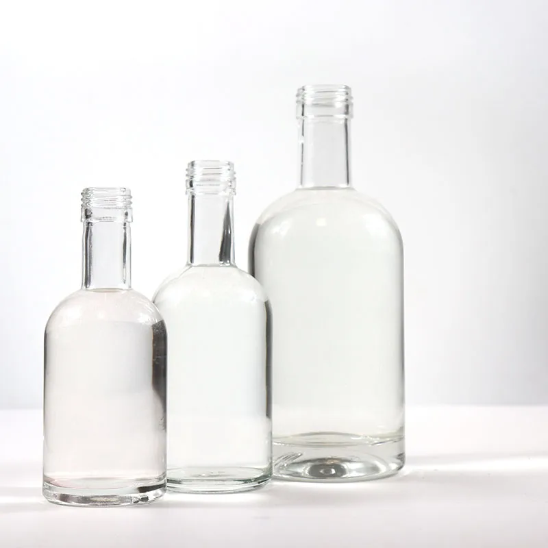 Round empty flint 375ml 500ml 750ml glass liquor wine gin Whisky Vodka tequila glass bottle with cork