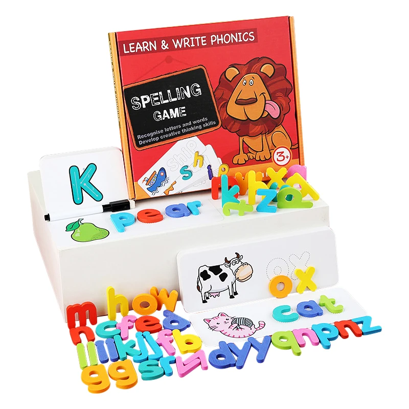 Монтессори головоломки алфавита написания на английском языке 26 букв 3D деревянный слова игры дошкольно образовательная игрушка