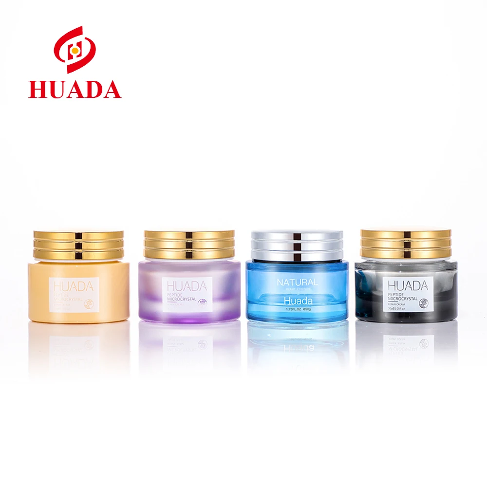 High Quality Skin Care 30 g 80 g 50 g Empty Gel Frosted  Gold cap Round glass Jar Cosmetic Cream jar cosmetic glass bottle sets