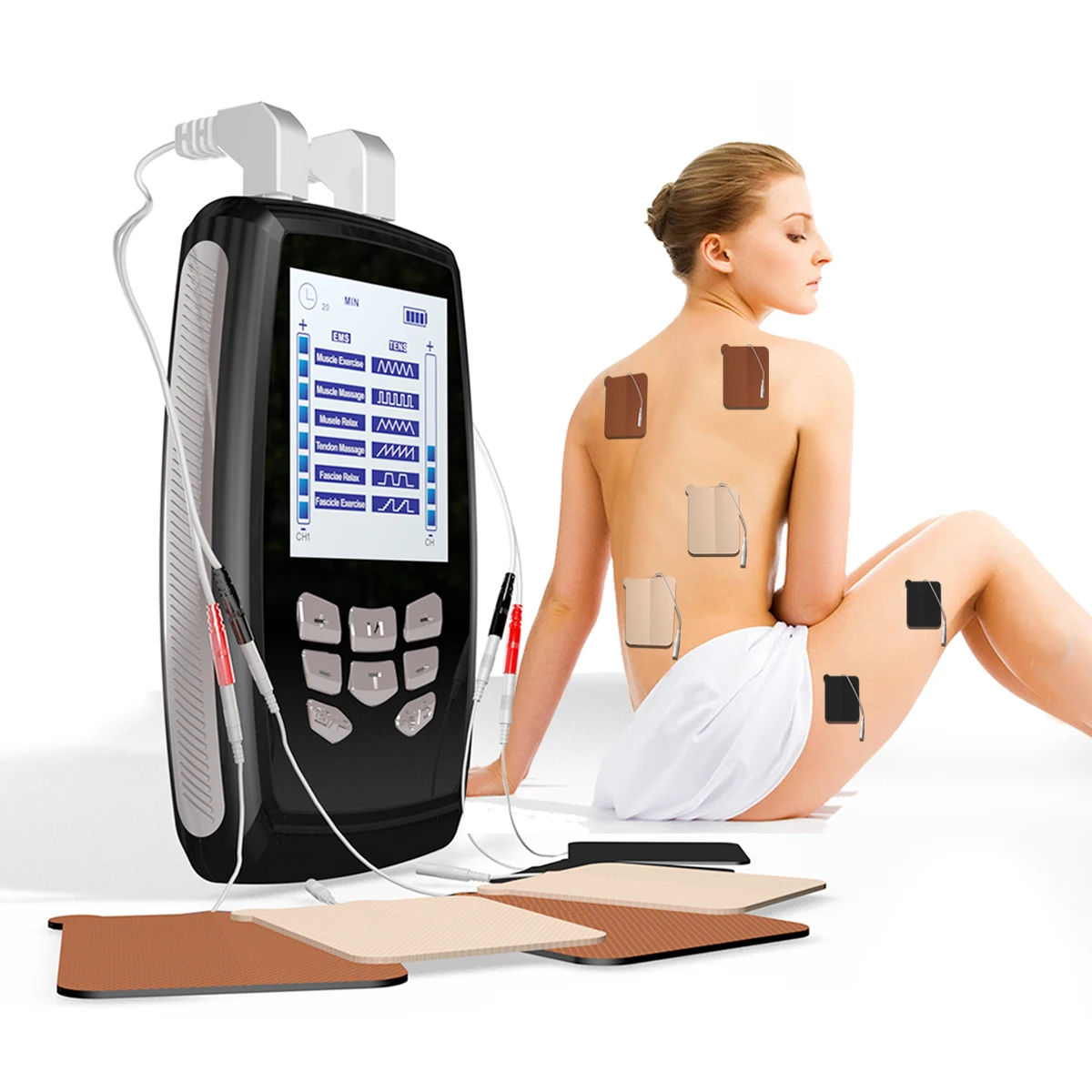 Medical Electrode Tens Snaps Machine Vibration Fitness Massager Lumbar Traction Device With Heating Flat Tummy Massage