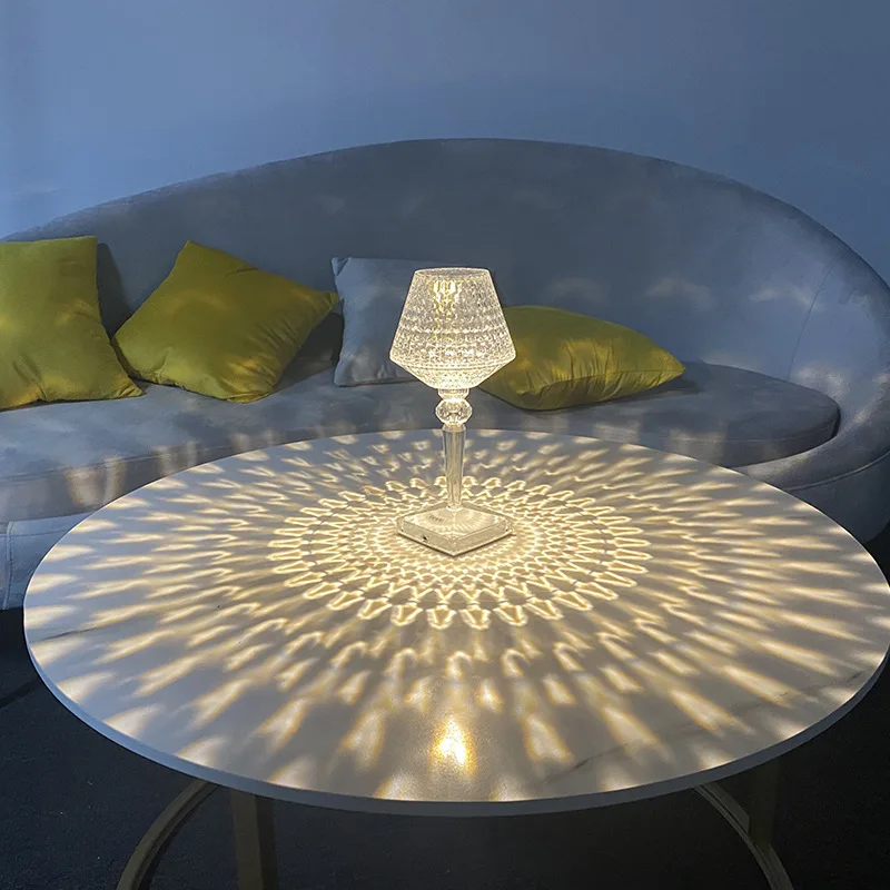 2022 Wholesale High quality Bedroom Portable Night Light Wireless Rechargeable LED Crystal Reading Table Lamp
