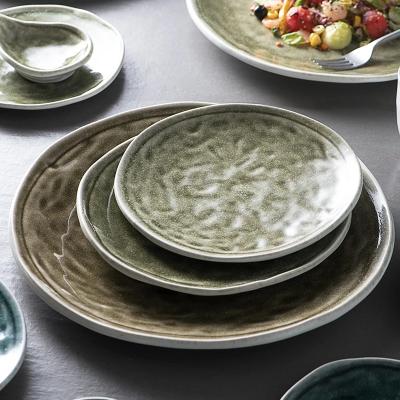 Hotel Restaurant Banquet Ceramic tableware Porcelain round flat dinner serving Plate plates sets dinnerware