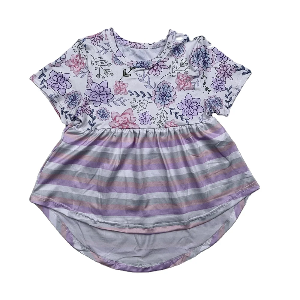 Western Boutique Baby Girl Custom Floral Summer Dresses Clothing Kids Curved Bottom Dress