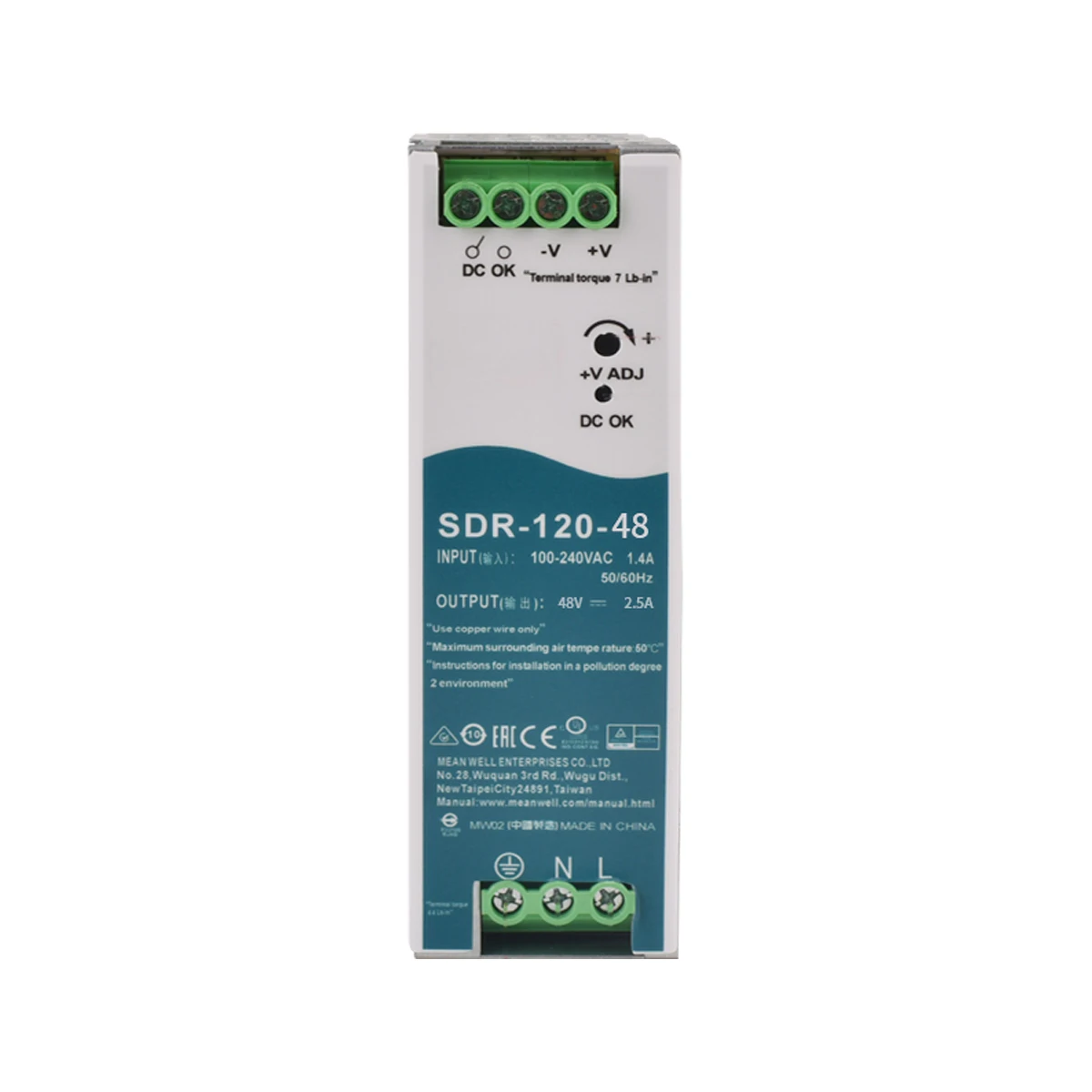 AS-PWR120W48VDC DIN Rail dc power supply SDR-120-48 120w 48v 2.5a industrial control system fireproof smps ac to dc power supply