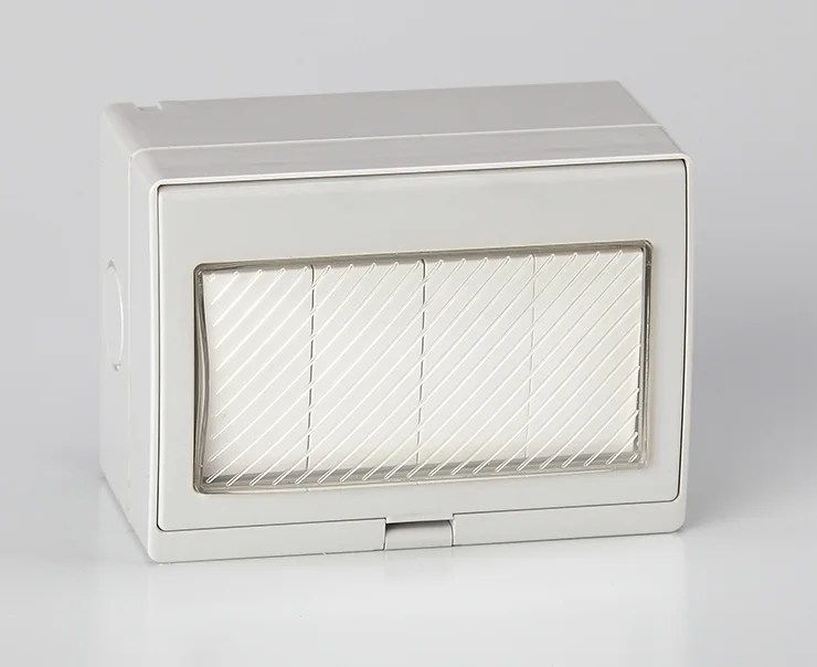 Outdoor Plastic Waterproof box  industrial plug and twin switches, IP55 EU Wall SCHUKO sockets Waterproof box