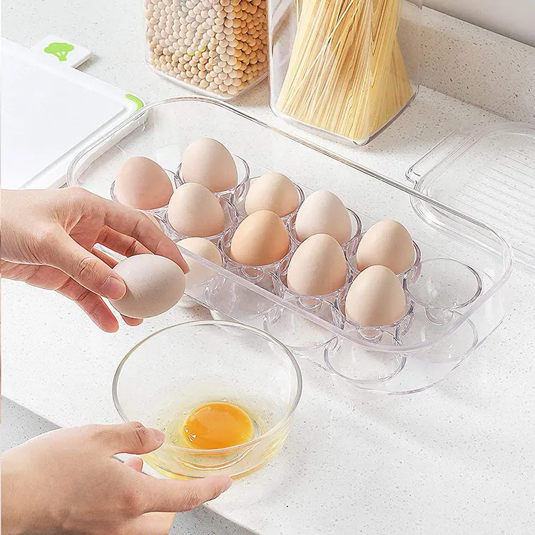 16 Pieces White Refrigerator Egg Storage Box Clear Egg Container Tray Plastic