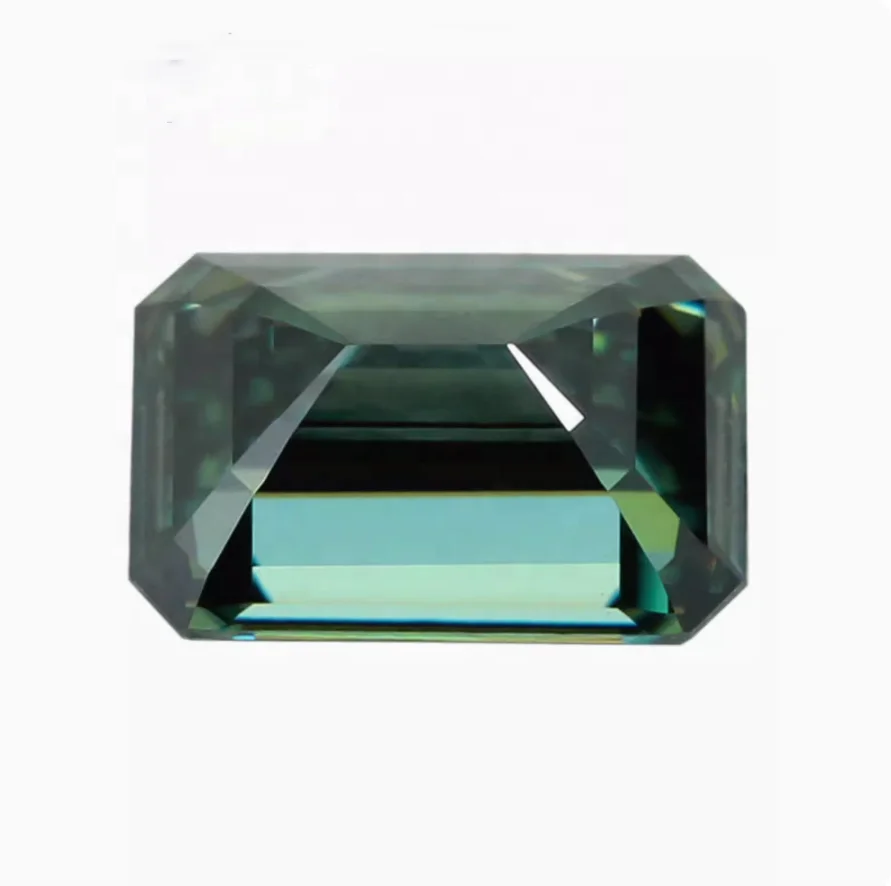 Wholesale GRA Diamond Stone Emerald Cut Dark Green Moissanite loose Stones