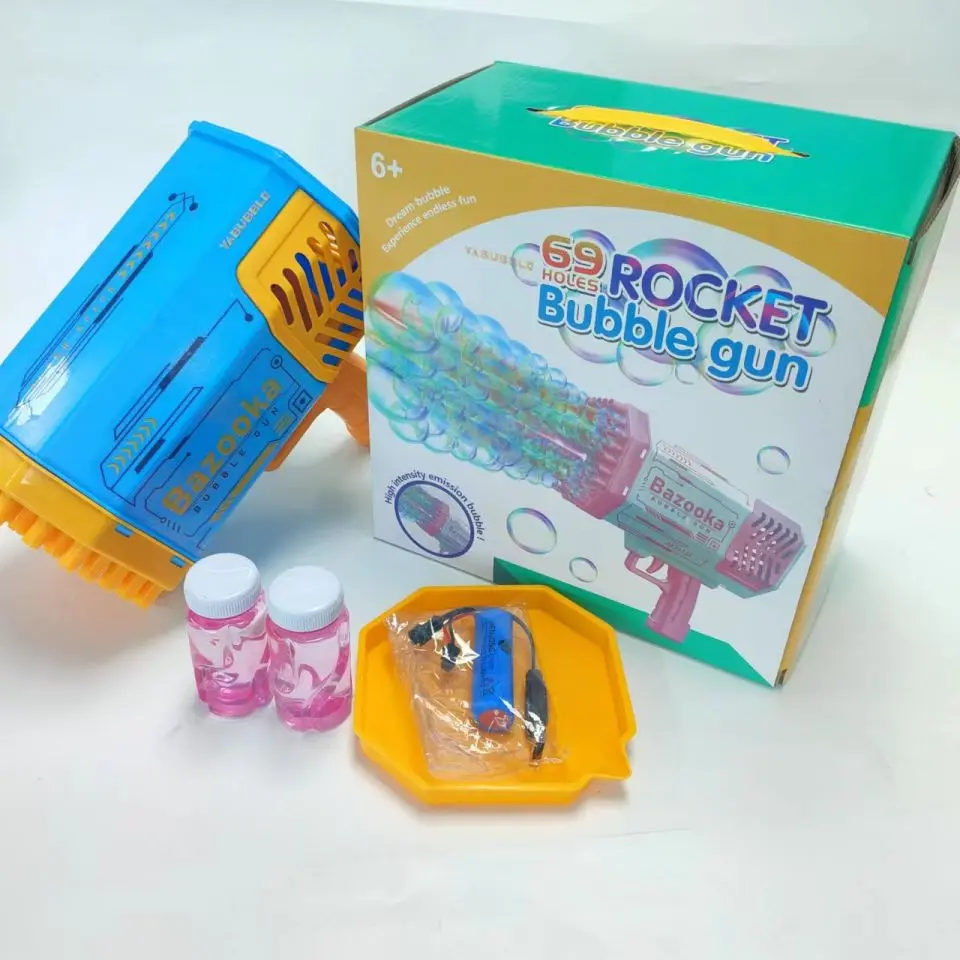 Factory Wholesale Summer All Types bazooka bubble machine Automatic Bubble Maker Gatling 60 holes bazooka bubble gun