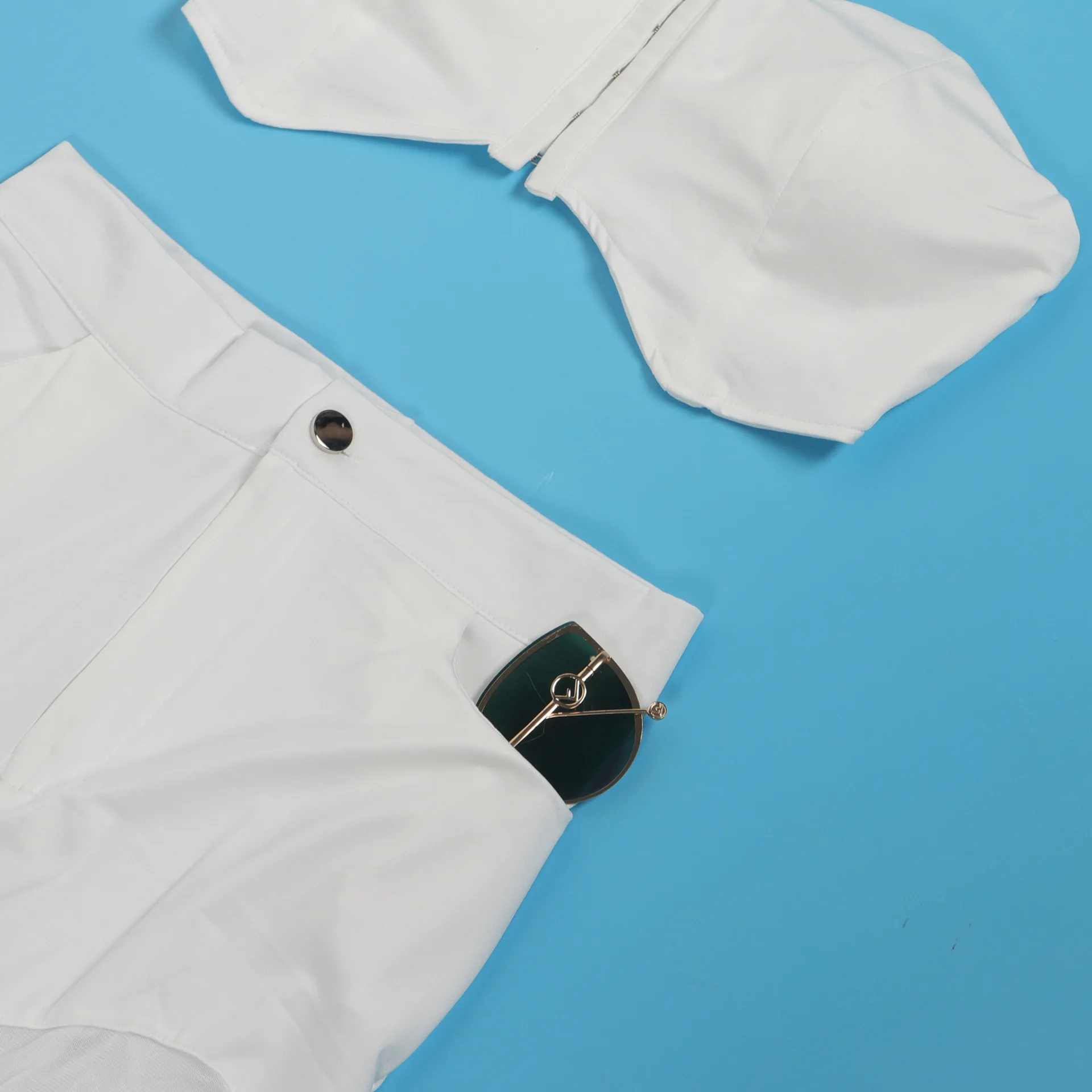 A7332 2024 Outfits For Women Solid Corset With Patchwork Pencil Pants Party Outfits Women Two Piece Set Club Set