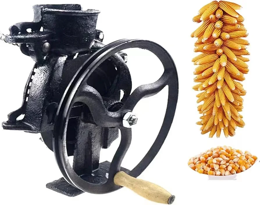 Cast Iron Hand Corn Sheller Solid Shelling Machine Manual Farm Corn Thresher Corn Remover Tools with Wooden Handle