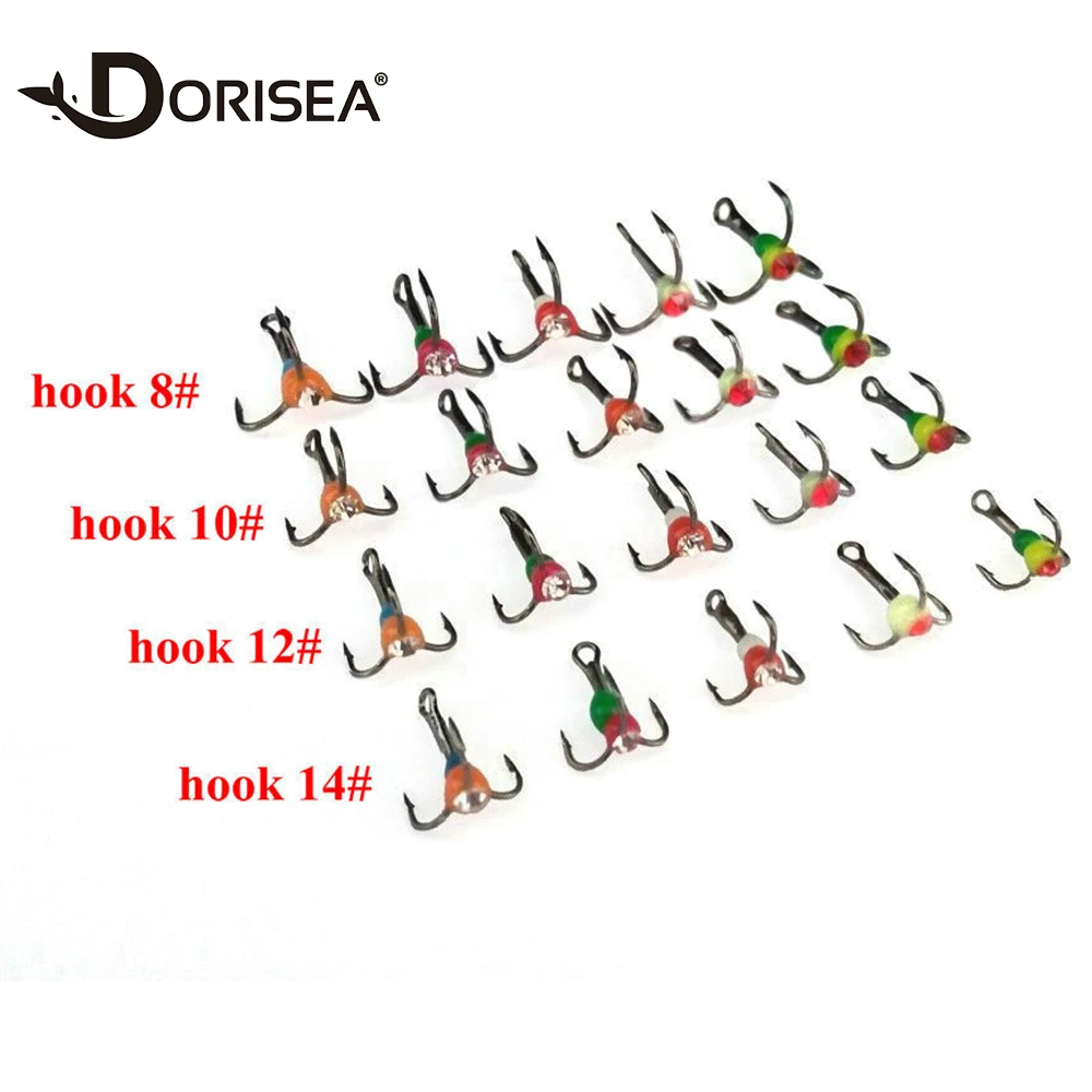 DORISEA 8 #10 #12 #14 # ледяная Приманка Тройной рыболовный крючок OEM искусственная приманка 100 шт. набор рыболовных приманок товары для зимней рыбалки