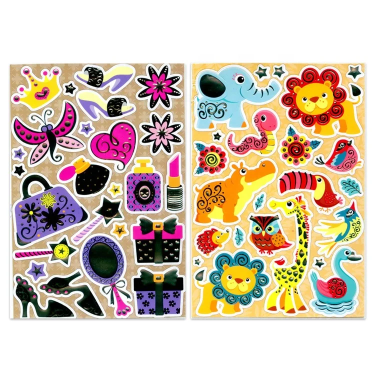 Custom Self Adhesive 3D EVA Foam Cartoon Stickers Animal Flower Tree Puffy Sticker for Kids