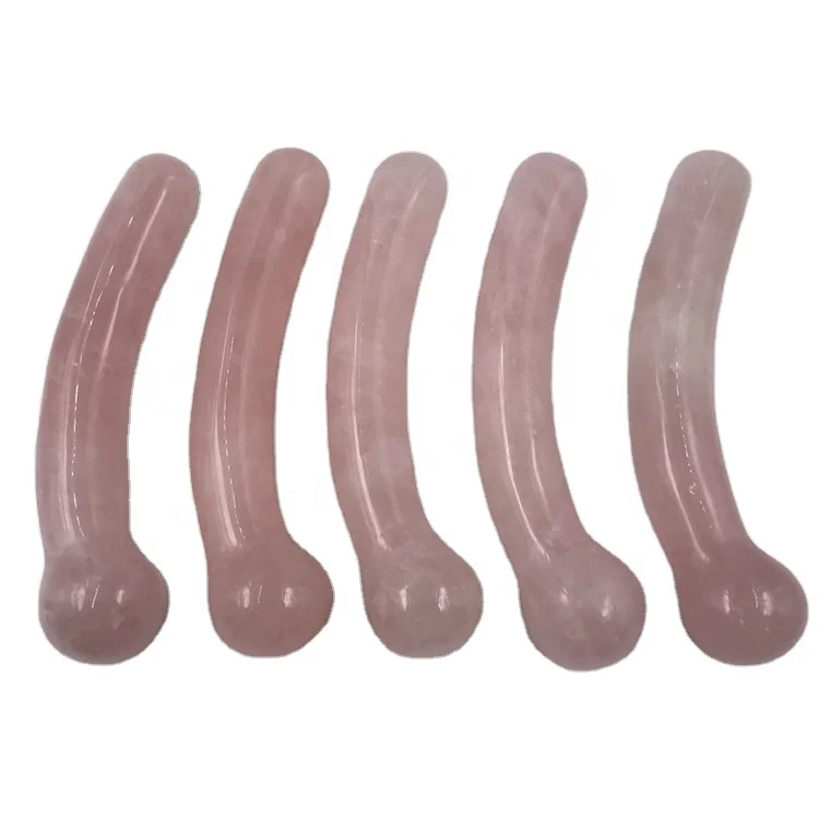 Rose Quartz Curved Massage Crystal Wand Healing for  decoration