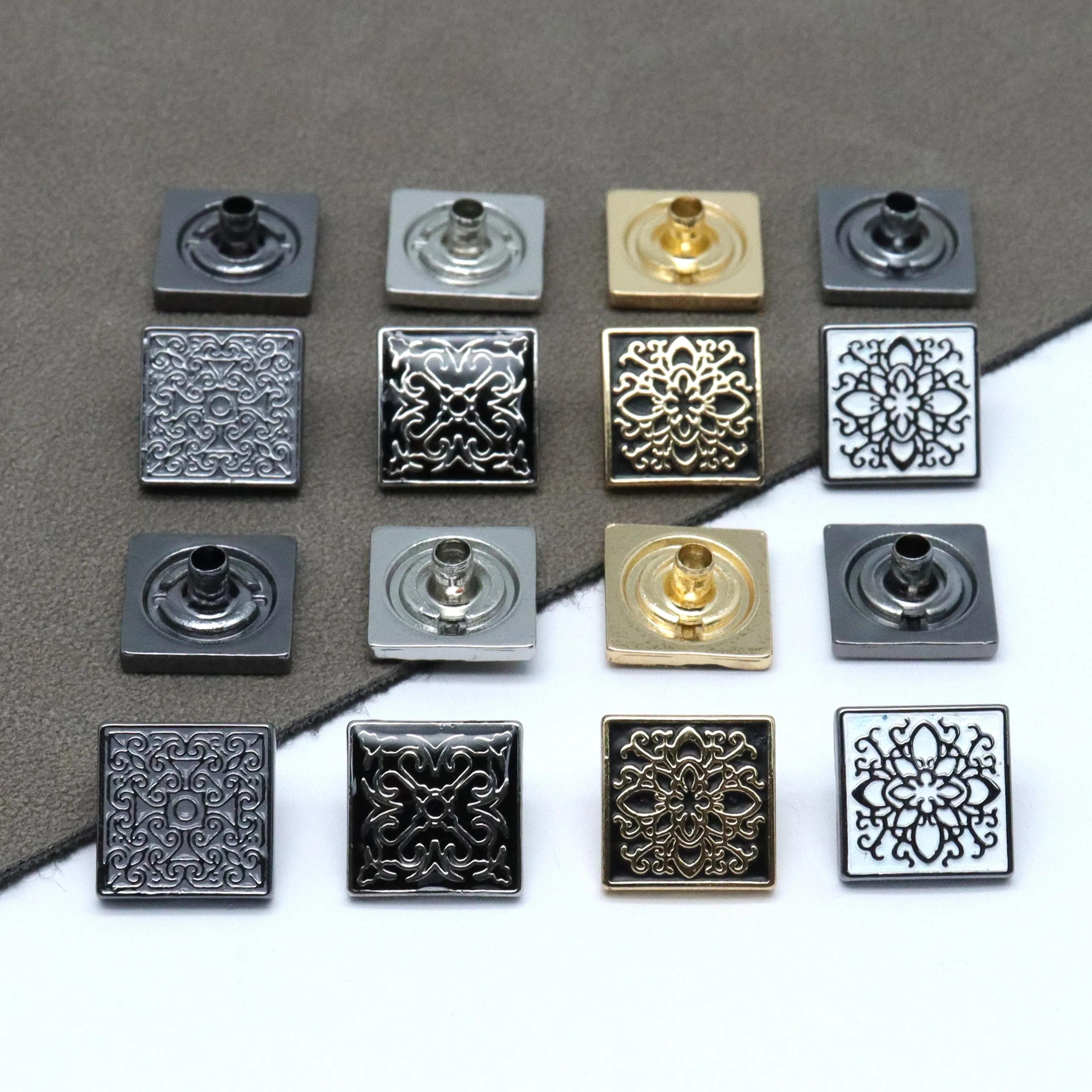 Top Selling Buttons Shirt Snap Buttons Gold Plated Logo Brand Raised Metal Garment Zinc Alloy Customized Logo Plating Shank