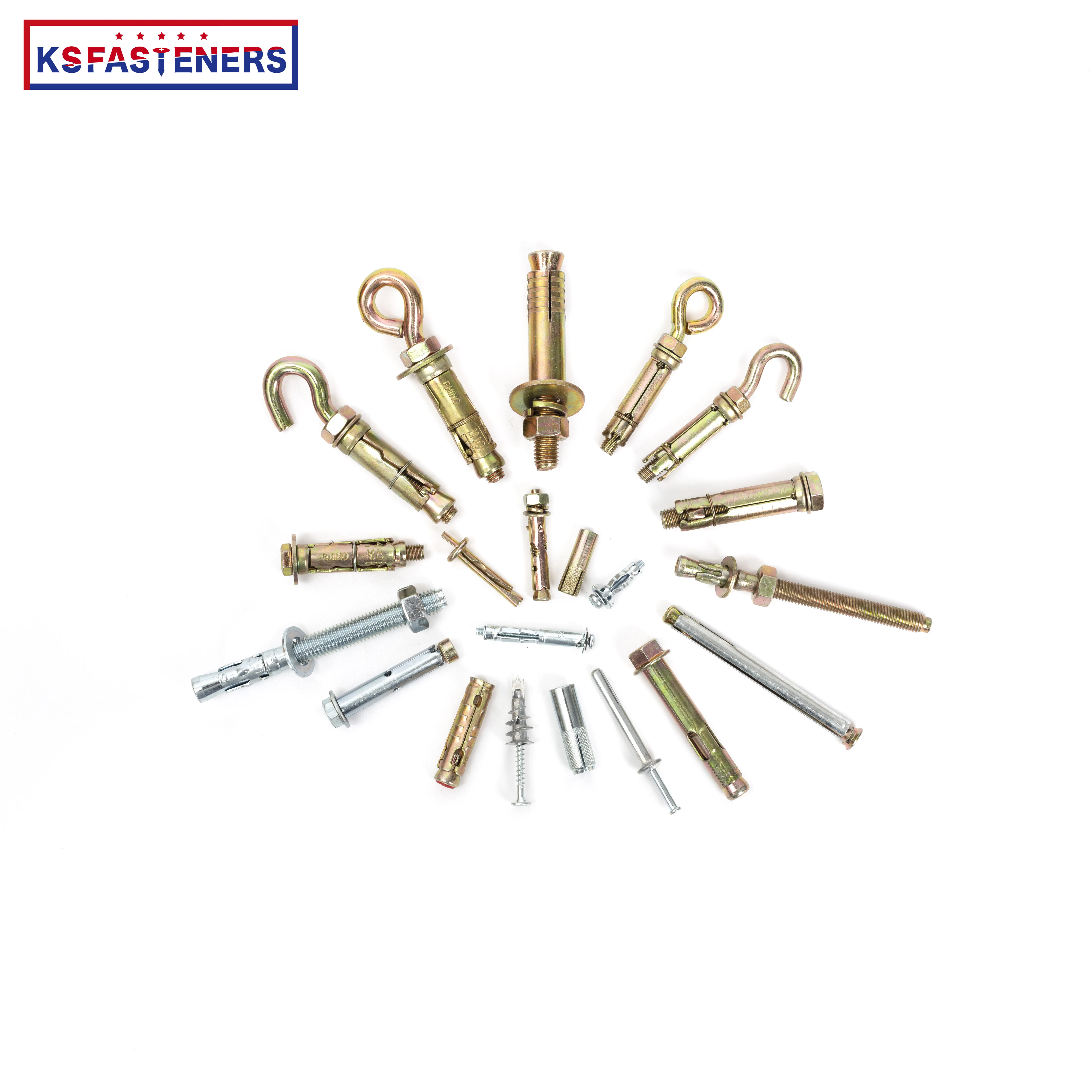 Galvanized Carbon steel 3Pcs 4Pcs Heavy Duty Shield  Anchor Expansion Anchor Bolts