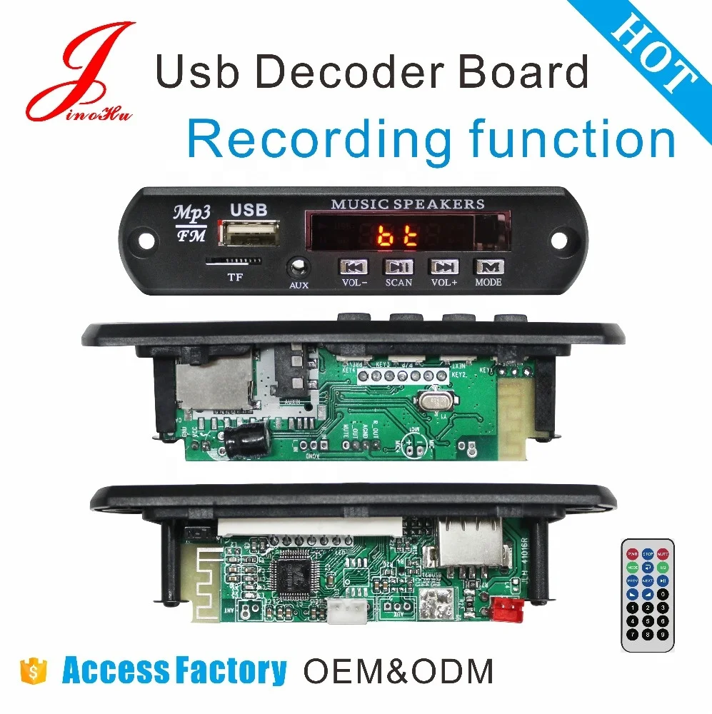 Factory Wholesale Bt Mp3 Fm Radio Record Player Module, Bt Wireless Audio Decoder Record Board For China