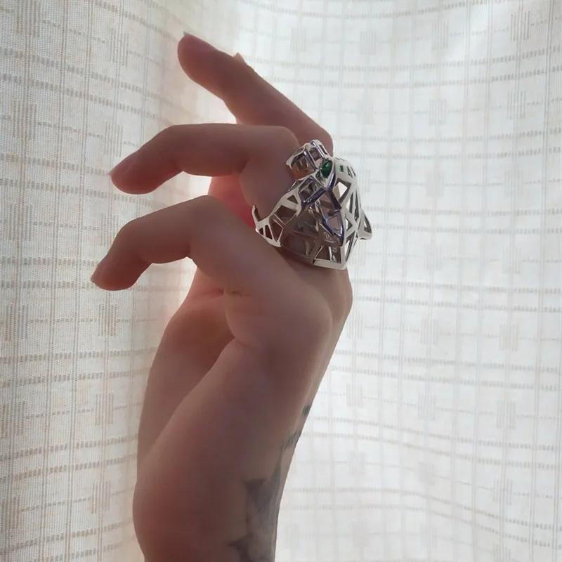 MA YIN FANG anillo leopardo plata 925 chapado anillo de plata de ley women 18k rose yellow gold plated 925 silver leopard ring