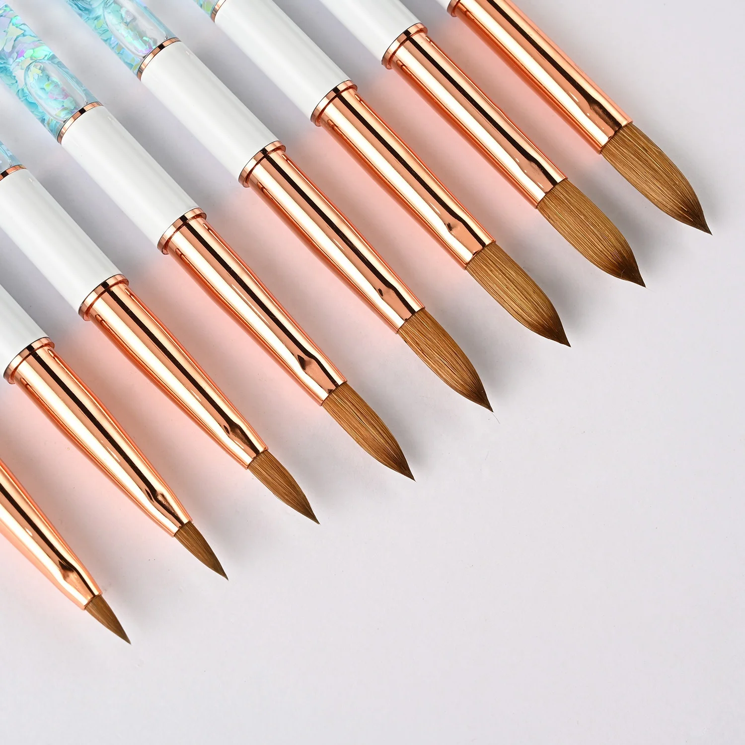 Germany custom soft thick wholesale design personalized wooden pure 100% kolinsky acrylic art nail brush