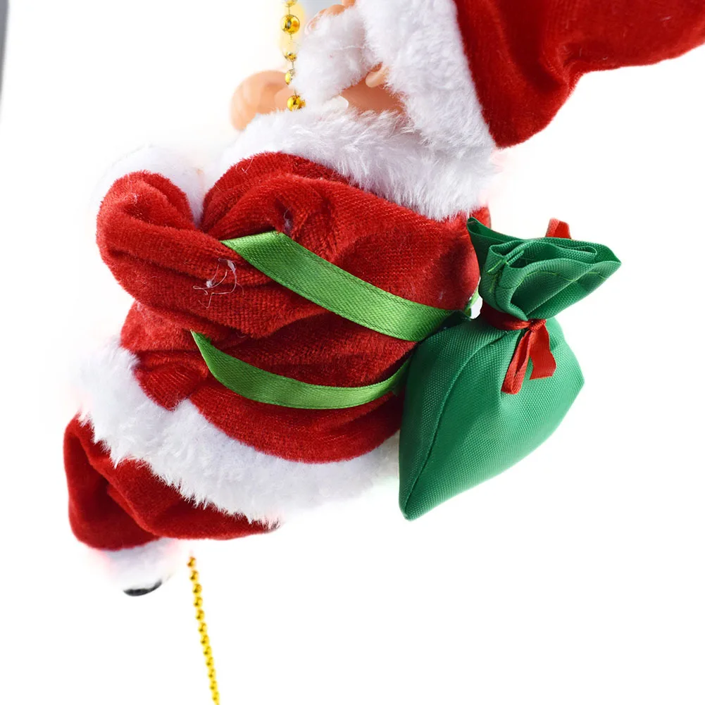 Santa Claus Electric Plush Figure Toy Climb Rope and Ladder Beads Music-Playing Christmas Gift Decoration