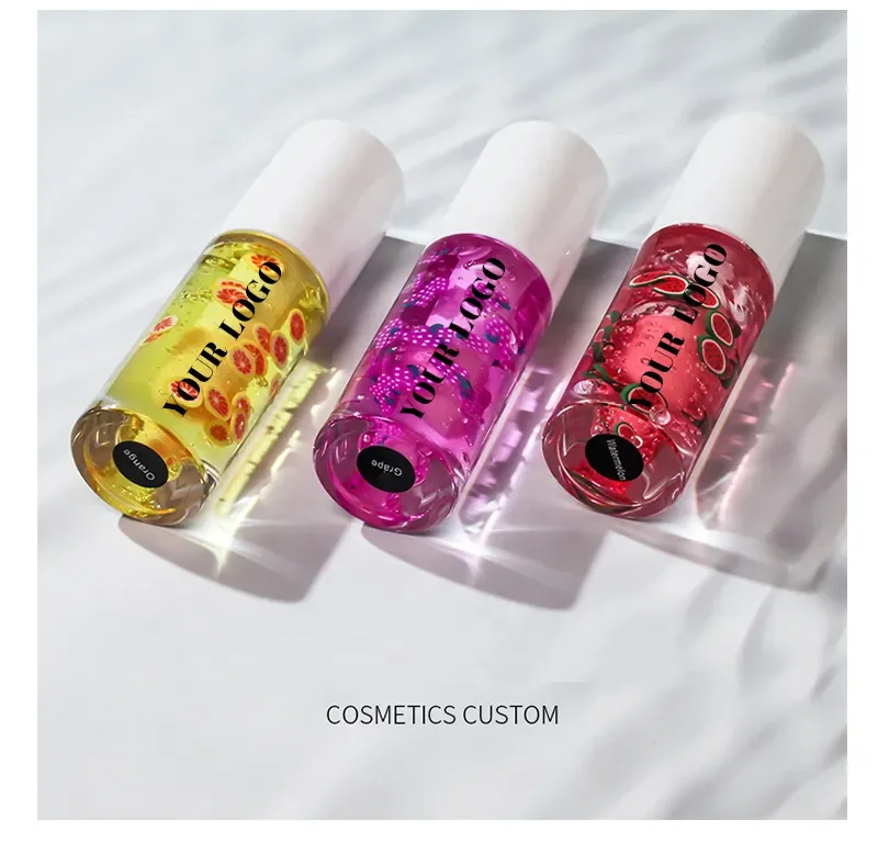 Custom Plumping Lip Gloss Oil Private Label PH Color Changing Lip Oil Vegan Deep Nourishing Non sticky Cup Fruit Flavor