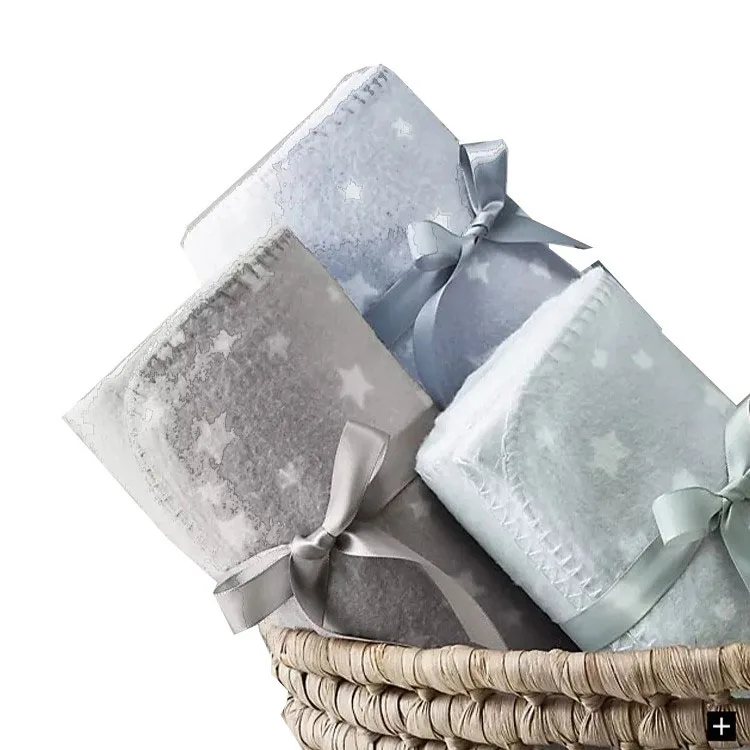 Personalized Star Printed Newborn Plush Baby Lovey Blanket