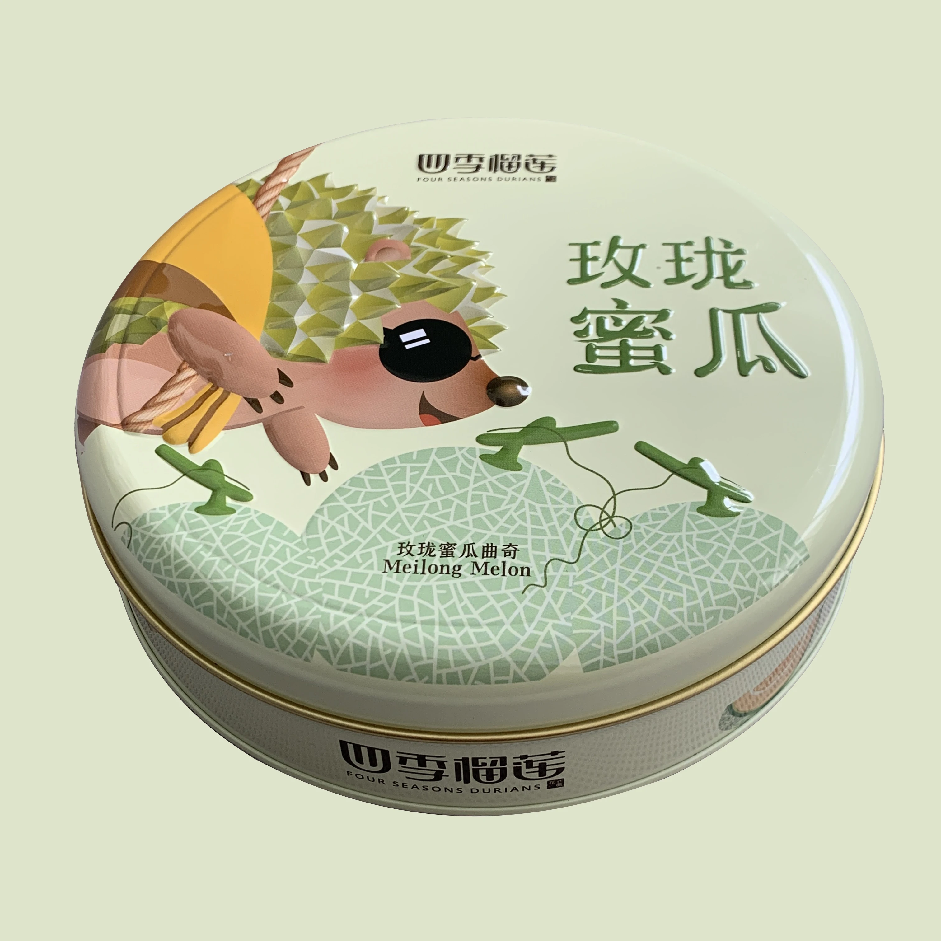 Custom design empty round multicolor cookie tin containers food grade sealed embossed metal cookies packaging boxes