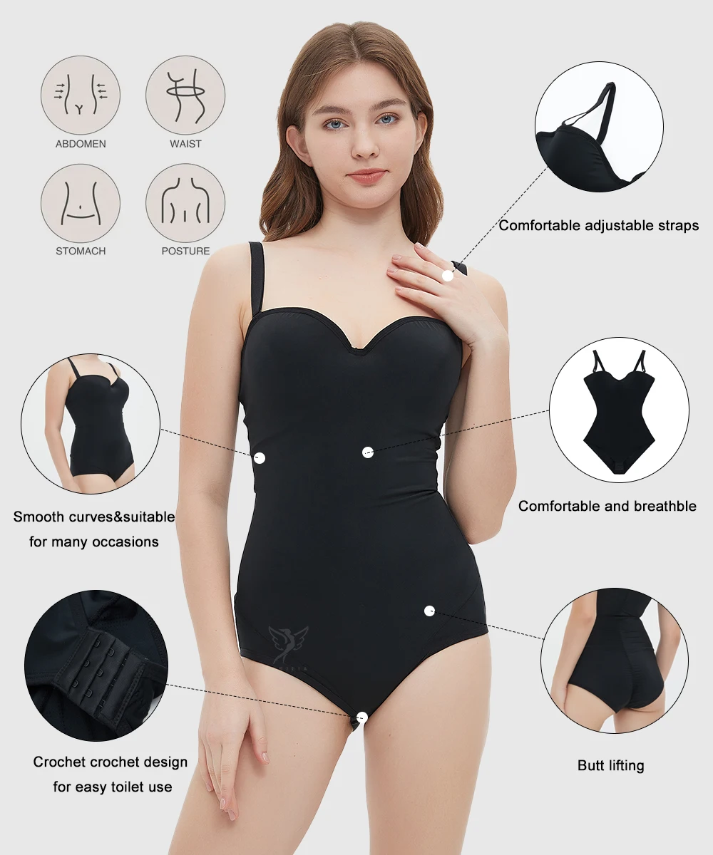 Hygieia Hot Sculpting Bodysuit seamless tummy control Plus Size Shaper with push up bust lift body shapewear with build-in bra