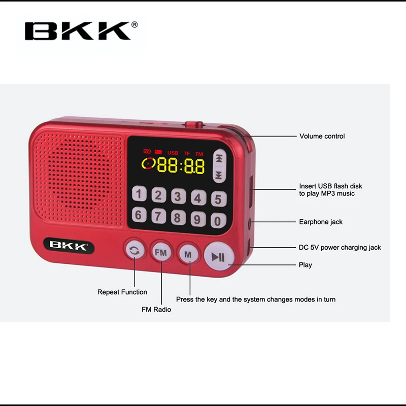 OEM портативный FM-радиоприемник Digital Song USB MP3 с функцией памяти (S99)