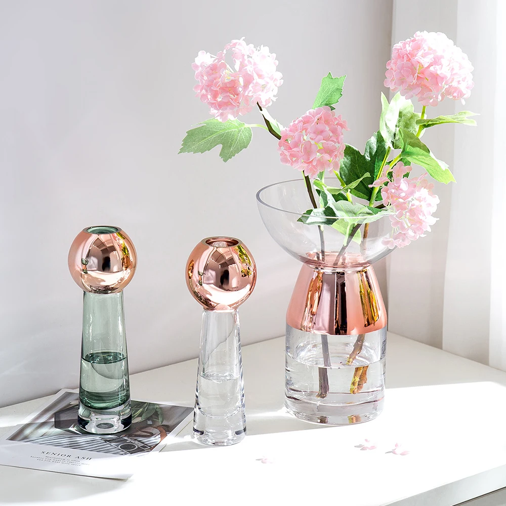 Nordic Flower Glass Vase Geometric Shapes Funnel Shape Flower arrangement Vase Table Decoration Transparent Water Hydroponics